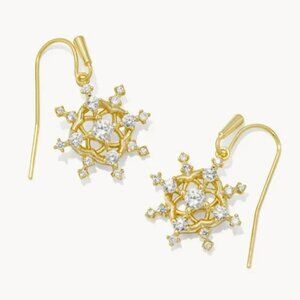 NEW NWT KENDRA SCOTT GOLD CRYSTAL CZ SNOWFLAKE EARRINGS